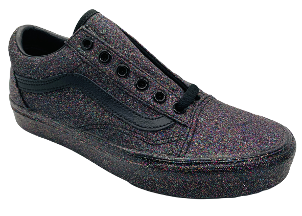 Vans black top rainbow glitter