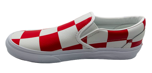 Red leather slip on vans shop