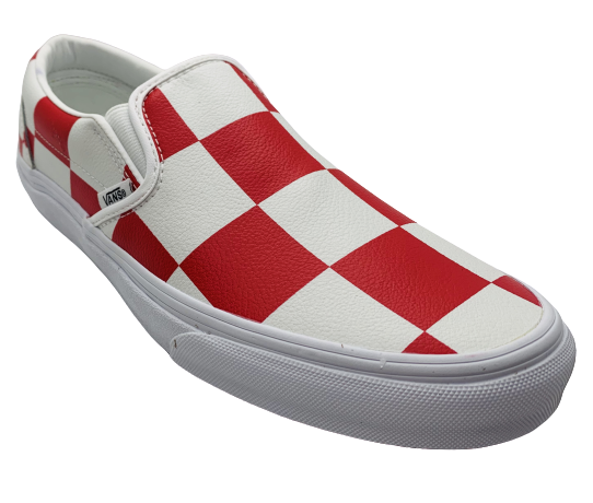 国内配送 VANS CLASSIC SLIP-ON TRI-TONE CHK RED/WHITE Classic Slip-On Checkerboard Shoe in Chili Pepper Red